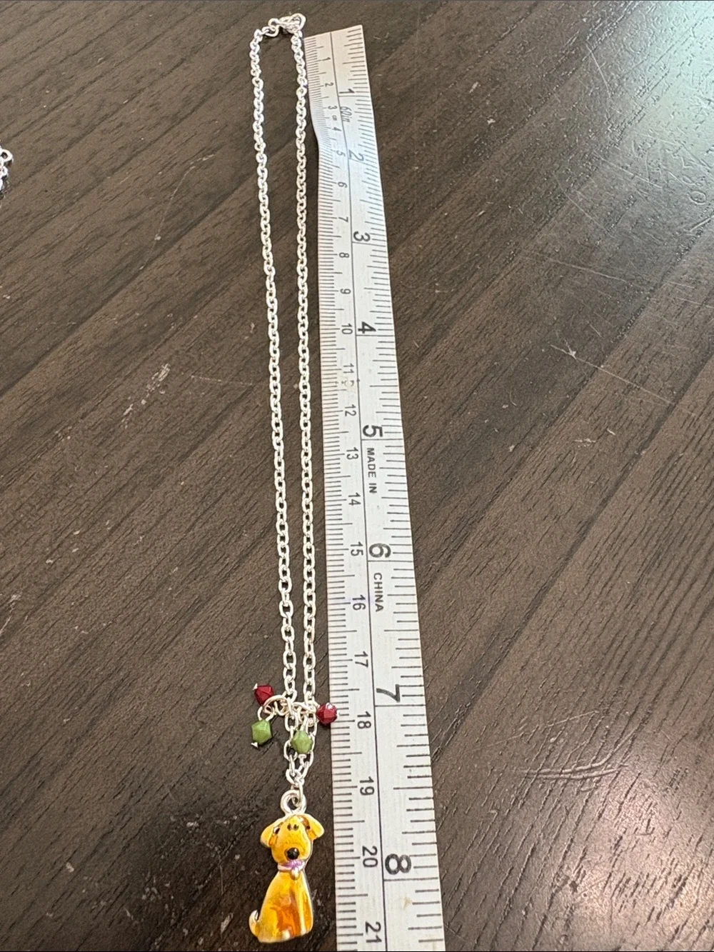 Kids Yellow Puppy Charm Necklace and Bracelet Set - Unbranded